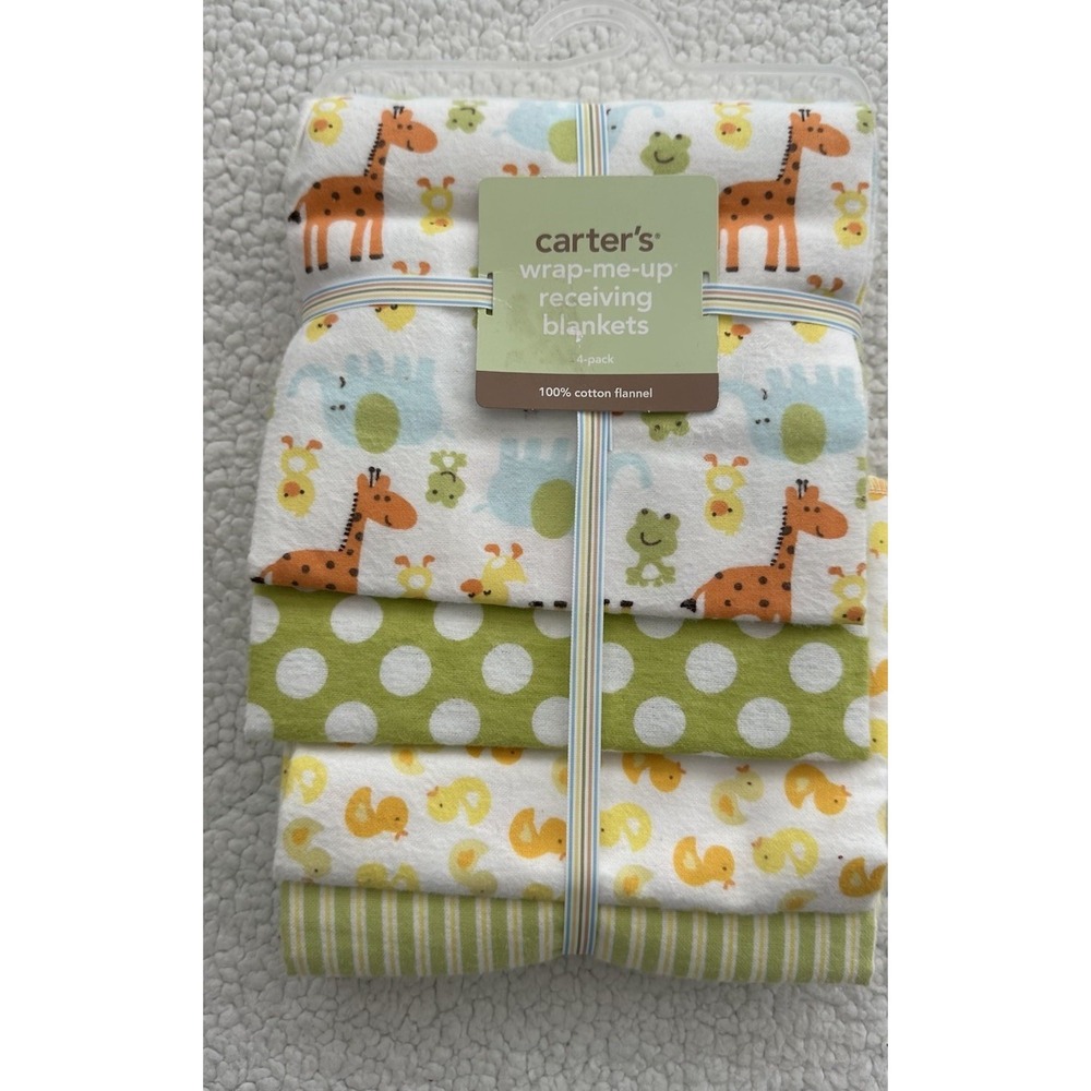 NEW Carters 4 Pack Receiving Blankets  100% Cotton Flannel NWT Boy or Girl